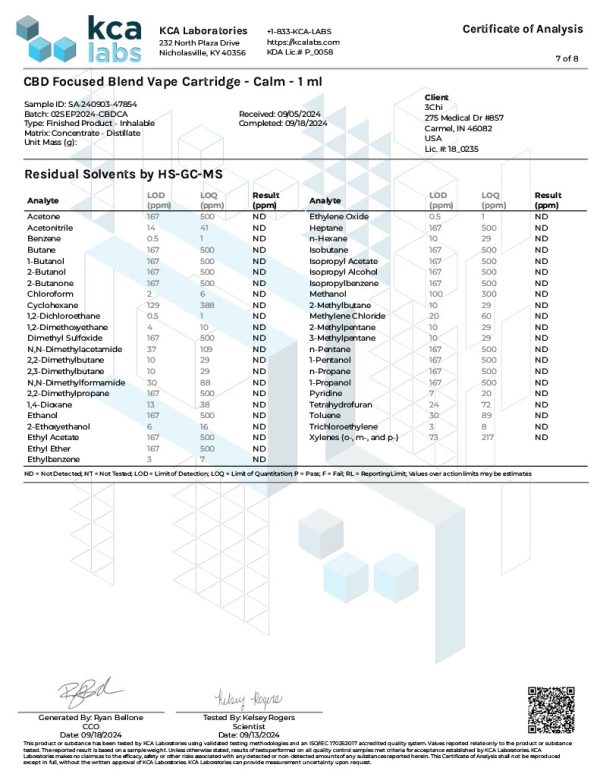 3CHI | CBD Vape Cartridge – Calming Blend | 1ML - Image 2